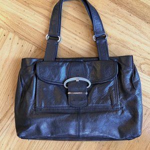 Charles David Tote Metallic Gray Leather